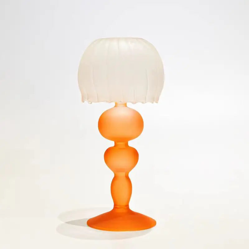 YICKYUE  -  Frosted Glass Candle Holder Table Lamp Shape Candle Case Ornaments Wedding Decoration Home Dining Table Retro Candlestick Gifts