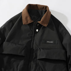HEARUJOY  -  Autumn Men Pilot Jacket Multi-Pocket Retro Streetwear Casual Corduroy Patchwork Lapel Jacket Male Outerwear Clothing