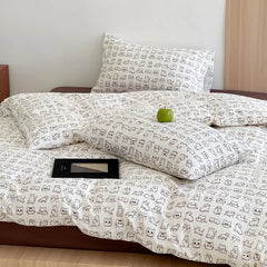 YICKYUE  -  Colorful Star Print Duvet Cover Set Fresh Summer 100% CottonQuilt Cover+Pillowcase Single Queen Student Adult Bed Linens 3pcs