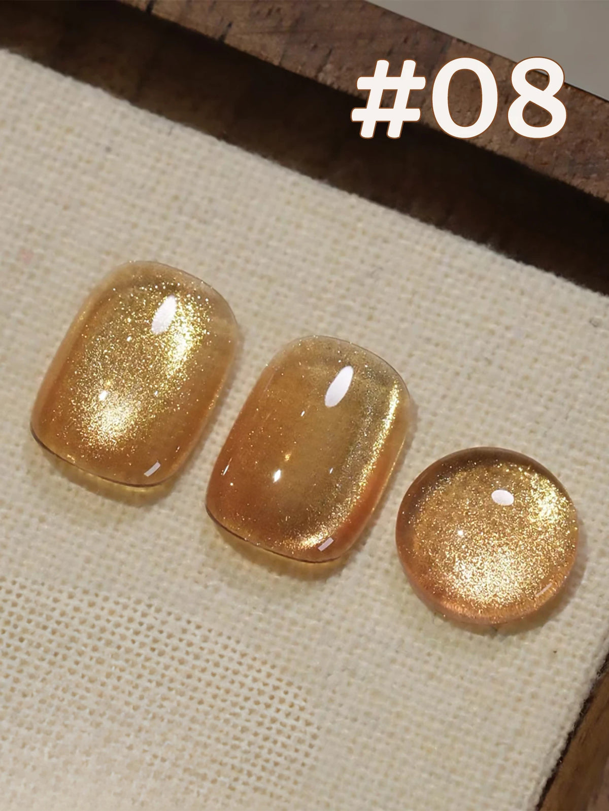 YICKYUE  -  1-12pcs WS Autumn Winter Nails Halloween Nails Pink Gold Cat Eye Gel Nail Polish Y2K Nails Golden Porcelain Glass Bead Nail Art