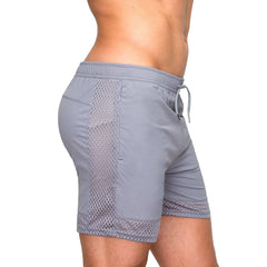 HEARUJOY  -  Elastic Waist Drawstring Casual Shorts Jogging Pants Mens Summer Quick Drying Fashion Elastic Mesh Pantaloncini Palestra Uomo