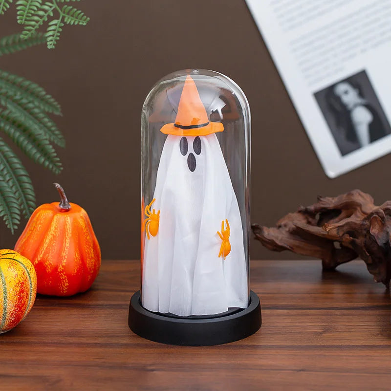 YICKYUE  -  1pcs Halloween Decorations Indoor-Light Up Ghost in Glass Cloche-Cute Ghost with Light for Holiday Decorations
