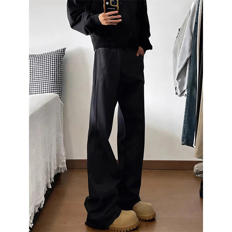 HEARUJOY  -  Cleanfit Men's Bla Bell Bot Jeans High Street American Sle Fce Lined Straight Leg Workwear Trousers Casual Pants