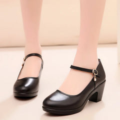 Hearujoy  Platform Shoes Women Pumps 2021 Black White Dress Shoes Medium Heels Mary Jane Shoes Ladies Wedding Bride Chunky Heels sapatos