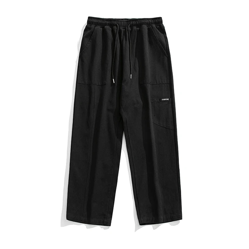 HEARUJOY  -  Casual Cotton Work Pants Men's Loose Straight Leg American High Street Retro Pure Cotton Long Trousers Autumn Winter Trendy