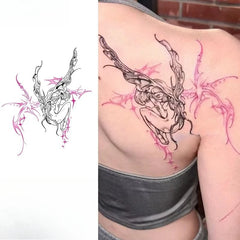 YICKYUE  -  Angel Butterfly Temporary Tattoos for Woman Man Trendy Tattoo Stickers Waterproof Sexy Body Art Waist Fake Tattoo Sticker