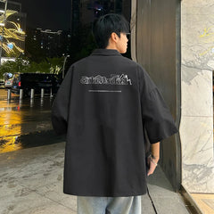 YICKYUE  -  Men's Oversized Shirts 5XL Letter Print Mens Blouse White Fashion Oversize Shirt Casual Wear Summer for Men New Clothing