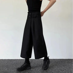 HEARUJOY  -  Mens Pants Belt Dark Wide-Leg Pants Japanese Streetwear Harajuku Commuting Business Office All-Match Casual Pants Men'S Clothing