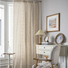 YICKYUE  -  Hollow Splicing Small Floral Curtains Household Semi Shading Flowing Su Curtain Curtain Bay Windows curtains for living room