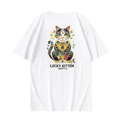 HEARUJOY  -  Harajuku T Shirt Men Cat Embroidery T Shirt Women Oversized Japanese Casual  Short Sleeve Cotton Tees High Quality Summer Tops