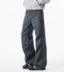 HEARUJOY  -  New Washed Mens Jeans American Simple Trendy Straight Leg Cowboy Pants Fold Multiple Pockets Y2k Male Denim Trousers