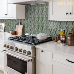 YICKYUE  -  2d Flat | 10/11/12/13 Pcs-Luxury Style Green Wall Sticker-Peel And Stick Backsplash Tiles For Bathroom-Independence Day Decor
