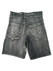 Hearujoy Spider web splicing summer 2024 loose straight-leg five-quarter pants American retro trendy brand handsome casual denim shorts