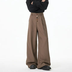 HEARUJOY  -  Brown Black Suit Pants Men Oversized Fashion Society Mens Dress Pants Korean Loose Wide Leg Pants Mens Office Formal Trousers