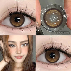 YICKYUE  -  2PCS Natural Colorld Contact Lenses With Diopters Brown Lenses High Quality Lenses Degree 0.00 to- 8.00 Cosmetic Contacts