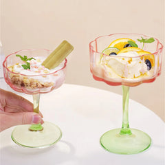 YICKYUE  -  Creative Simple Tall Cup Ice Cream Cup Lead free Kitchen Supplies Cute Pink Glass Dessert Bowl Yogurt Fruit Pudding Milk Cup