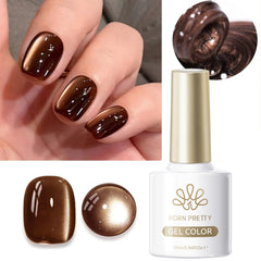 YICKYUE  -  10ml Dark Red Coffee Brown Glass Bead Cat Magnetic Gel Nail Polish Semi Permanent Soak Off UV Gel Varnish Manicure