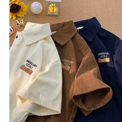 HEARUJOY  -  American Fashion Retro Polo Shirt Men's Short-sleeved Korean Version 2025 New Summer High Street Trend Shirt Lapel T-shirt Chic