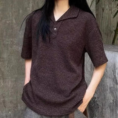 HEARUJOY  -  Summer New Men's Solid Color Short-Sleeved Polo Shirt American Retro Fashion Trend Street Loose Breathable Niche Men's Tops