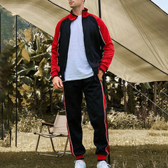 HEARUJOY  -  Long Sleeved Zip Sports Men Suit Patchwork Color Block Fashion Casual Autumn Winter Men Suit Jackets Coat Men Clothing
