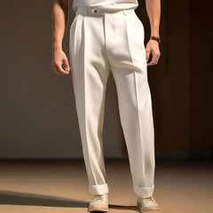 HEARUJOY  -  Men s  Fit Dress Pants Solid Color Flat Front Trousers Classic Business Casual Suit Pants Modern Formal Wear Hemmed Bottoms