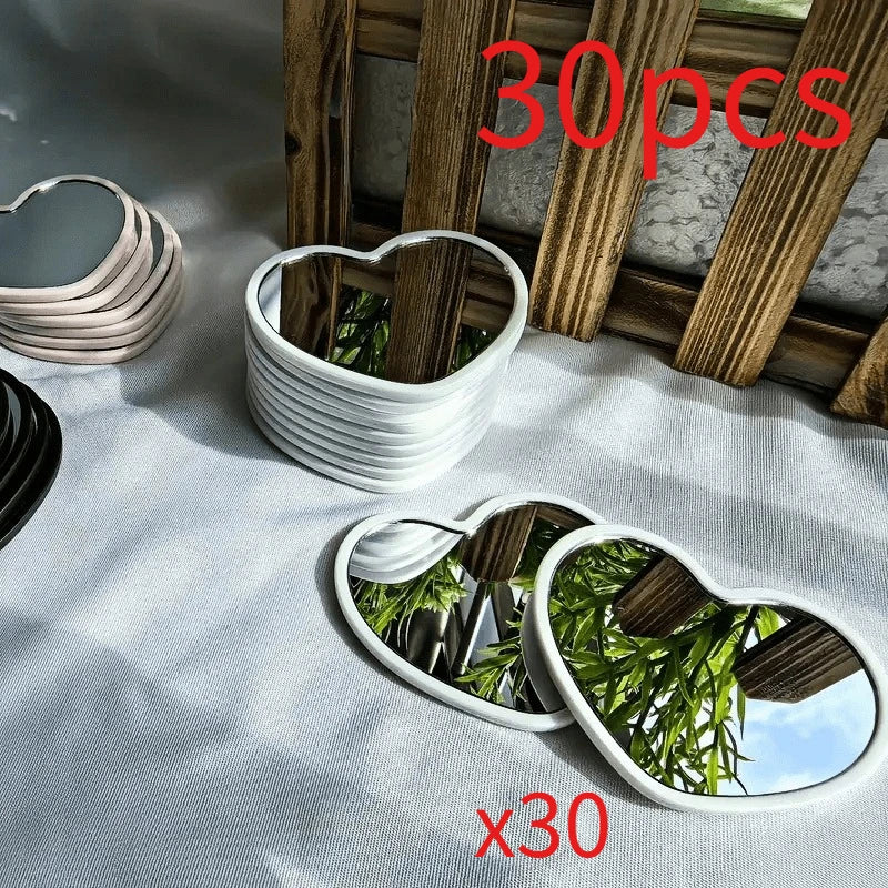 YICKYUE  -  30pcs Mini Heart Makeup Mirror Simple Handheld Vanity Mirror Portable Student Dormitory Cosmetic Mirror