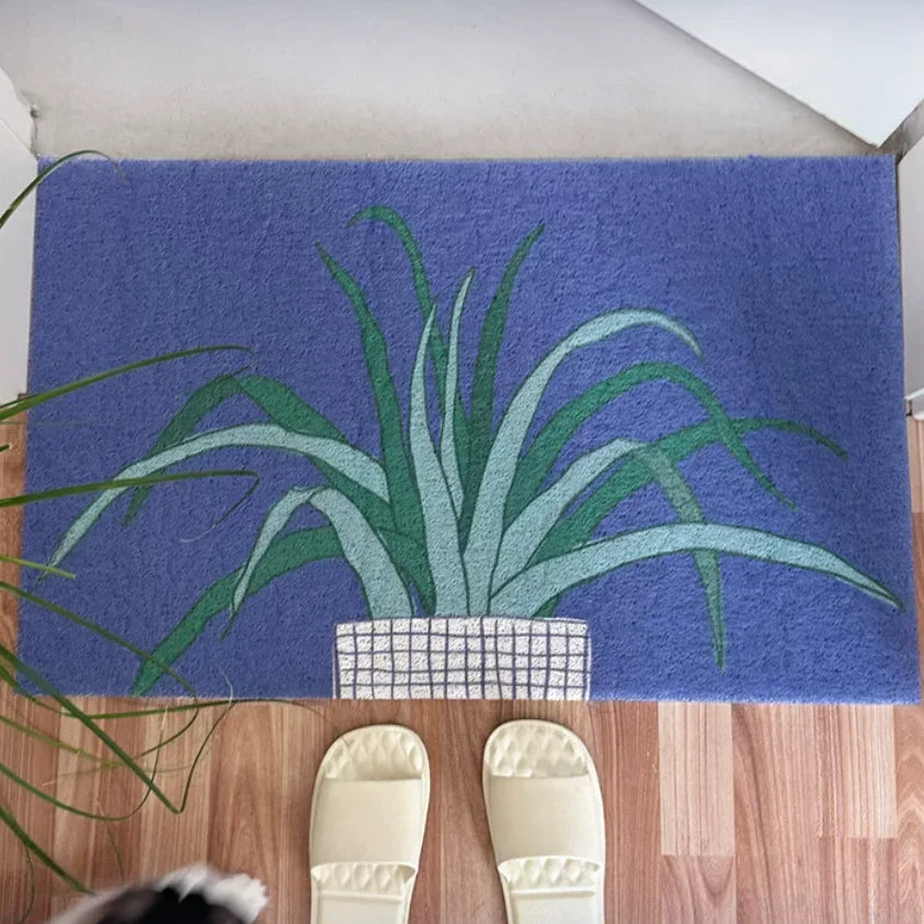 YICKYUE  -  PVC Plant Pattern Doormat Cuttable Entrance Rug Hallway Mat Carpet Area Anti Dust Floor Tidy Clean Pad Aesthetic Home Decor