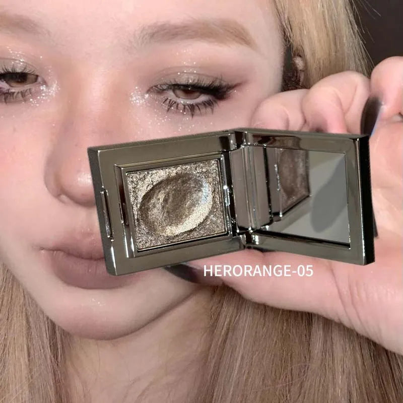 YICKYUE  -  Gold Brown Cream Glitter Eyeshadow Palette Highlighter Shimmer Makeup Brighten Sparkling Shiny Punk Smoky Monochrome Eye Shadow