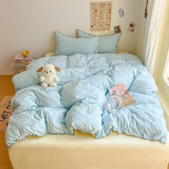 YICKYUE  -  Class A bed new cream wind solid color bed sheet four-piece set student quilt cover four-piece set household