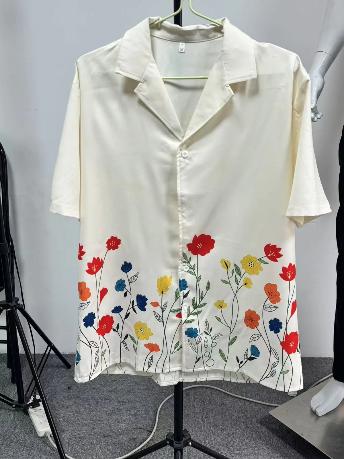 HEARUJOY  -  Hawaiian Flower 3D Print Men Casual Fashion Short Sleeves Lapel Beach Tops Summer Oversized  Loose Shirts Unisex Clothing