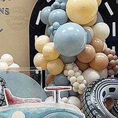YICKYUE  -  185pcs Racing Car Theme Tire Foil Balloon Set blue brown latex balloon Boys Birthday Party Decora Tow Fast Baby Shower Supplies