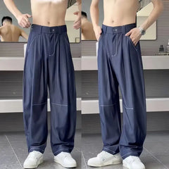 HEARUJOY  -  Advanced Hanging Thin Jeans Men Casual Loose Curved Knife Pants Summer Fashion High Street Comfortable Denim Trousers Streetwear