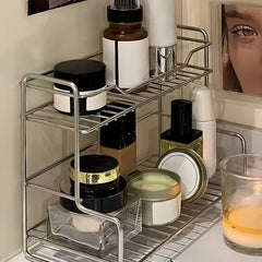 YICKYUE  -  stainless steel kitchen rack, multi-functional storage shelf, suitable for spices, jars and bathroom supplies, desktop organizer