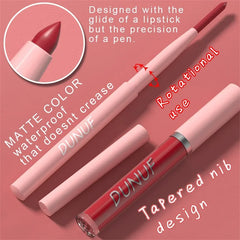 YICKYUE  -  12 Color Matte Lip Liner Pencil Lip Gloss Set Waterproof Lipliner Pen Red Brown High Pigmented Lip Glaze Lips Cosmetics Makeup