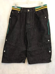 Hearujoy Button Embroidery Splicing Jeans Shorts Summer New Harajuku Style Fashion Brand Retro Washed Loose Ins Trend Quarter Pants
