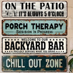 YICKYUE  -  2D Flat,Set Of 4 Humorous Outdoor Signs for Patio Decoration, Featuring Street Signs Suitable for Home Wall Decor, Backyard Bar