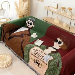 YICKYUE  -  Cartoon Cover Towel Universal Multifunctional Thread Blanket Sofa Towel for All Seasons Available for Camping and Picnic