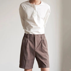HEARUJOY  -  Summer New Men's Thin Solid Color Shorts Korean Style Fashion Trend Leisure Simple Loose Breathable Business Daily Men's Bottoms