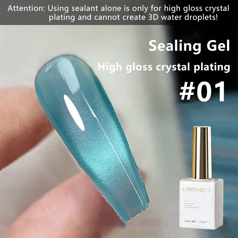YICKYUE  -  Spring & Summer New Waterdrop Top Coat Gel High Gloss Crystal Plating Sealer Clear Water Drop Design 3D No-Wipe Gel Nail Polish