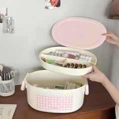 YICKYUE  -  2 Layer Medicine Box Cute Storage Box Large Capacity Portable Pill Medicine Storage Box Home Organizer Desktop Decor for Bedroom