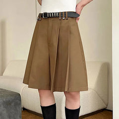 Hearujoy Men's Casual Suit Shorts Trend Pleated Niche Design Streetwear Korean Style Letter Decoration Loose Fold Short Pants 9C553
