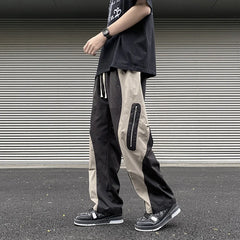 Hearujoy Techwear Parachute Cargo Pants Men Patchwork Zipper Loose Casual Trousers Male Summer Streetwear Hip Hop Spliced 5XL