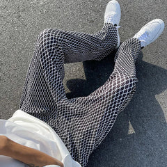 Hearujoy Summer Pleated Pants Men Fashion Casual Plaid Pants Men Streetwear Korean Loose Straight Ice Silk Pants Mens Plus Size Trousers