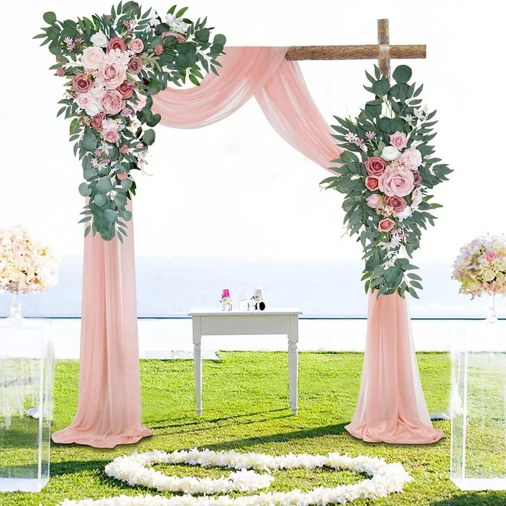 YICKYUE  -  6/8/10M Sage Green Wedding Arch Draping Fabric Festival Party Ceremony Decoration Wrinkle-Free Curtain Reception Pendant 1 Panel