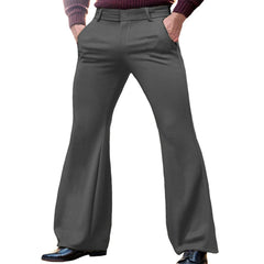HEARUJOY  -  Men's Solid Color Elastic Flared Suit Trousers American Retro Business Fashion Trend Casual Slim 2025 Summer New Men's Bottoms