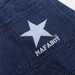 HEARUJOY  -  Tie Dye Gradient Star Embroidered Denim Overalls For Men And Women Loose Casual Suspender Jumpsuit Streetwear Jeans Trousers