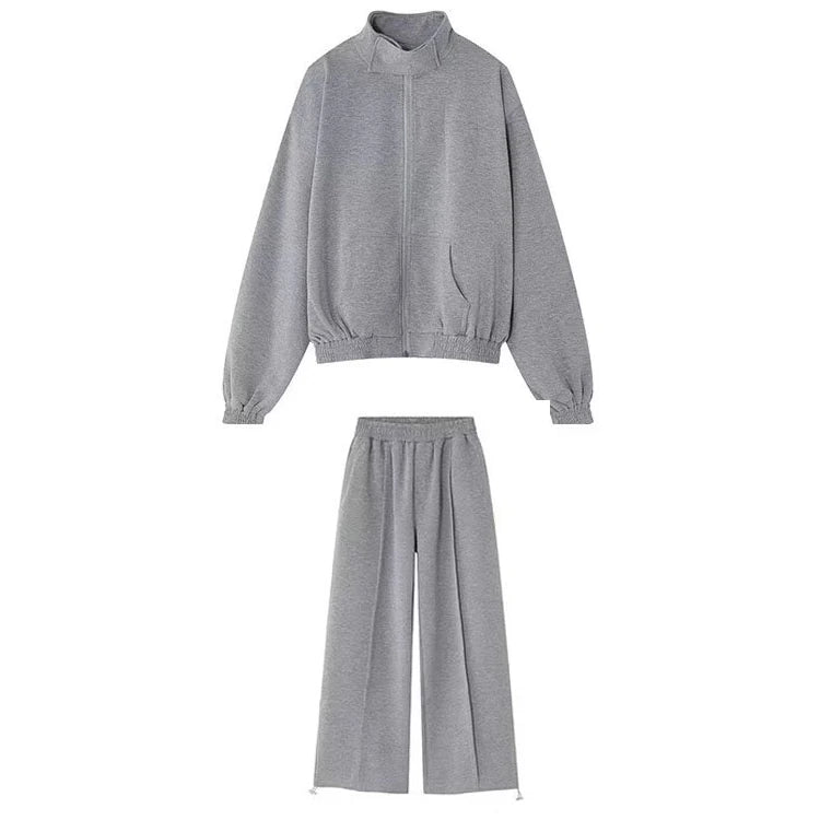 HEARUJOY  -  Autumn Sports Set Men Sports Cardigan Jacket and Jogging Wide Leg Pants Fashion Loose Fishing 2-piece Sets Unisex Tracksuits