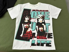 Hearujoy Harajuku Drolandmiller Print Graphic T Shirts Cotton Y2k Tops Retro Men Women Goth pro choice V-neck Short Sleeve Streetwear