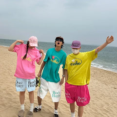 Hearujoy Y2k Pink Wide Shorts Pants Men Harajuku Hawaiian Beach Oversized Casual Joggers Korean Streetwear Baggy Sports Trousers