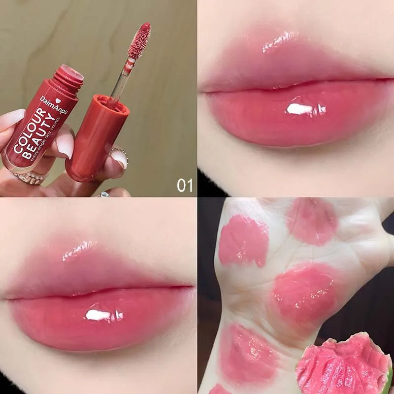 YICKYUE  -  6 Color Hydrating Moisturizing Water Light Mirror Lipstick Lip Glaze Lasting Easy To Color Glass Shiny Sexy Lip Gloss Cosmetics